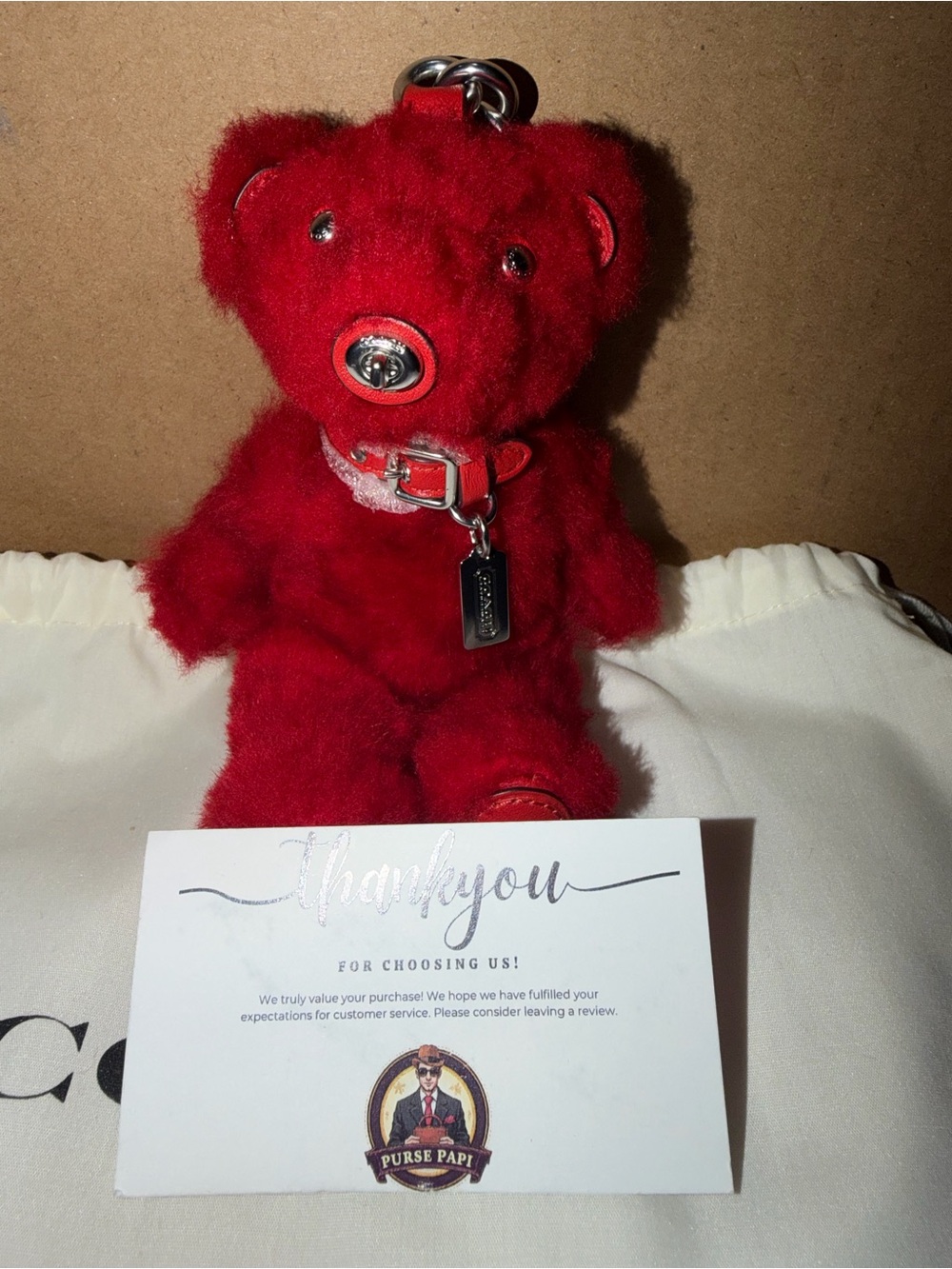 Coach Red Teddy Bear Charm Keychain SHIPS SAMEDAY